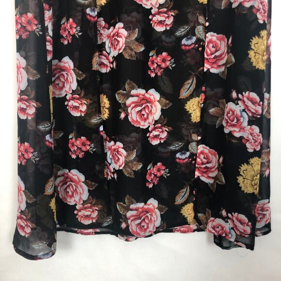 Dark Floral Maxi Skirt Chiffon Front Slits Romantic Coquette Dark Fairy Event - Picture 5 of 11